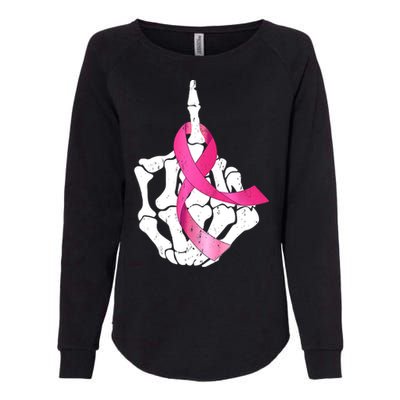 Breast Cancer Skeleton Hand Fuck Pink Funny Awareness Womens California Wash Sweatshirt