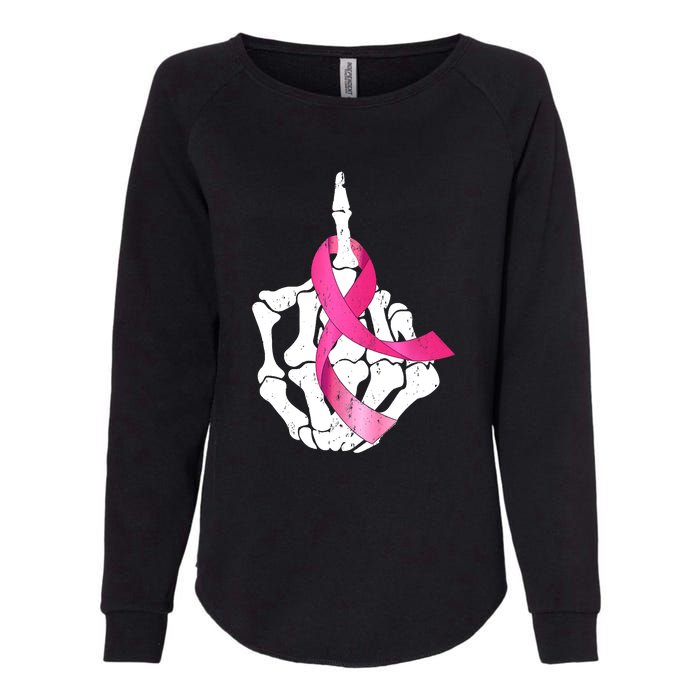 Breast Cancer Skeleton Hand Fuck Pink Funny Awareness Womens California Wash Sweatshirt