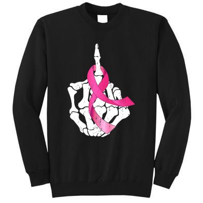 Breast Cancer Skeleton Hand Fuck Pink Funny Awareness Tall Sweatshirt