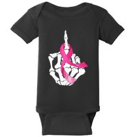 Breast Cancer Skeleton Hand Fuck Pink Funny Awareness Baby Bodysuit