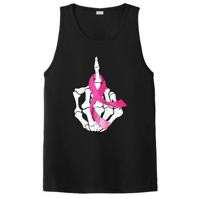 Breast Cancer Skeleton Hand Fuck Pink Funny Awareness PosiCharge Competitor Tank