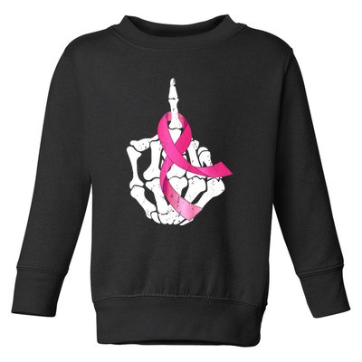 Breast Cancer Skeleton Hand Fuck Pink Funny Awareness Toddler Sweatshirt