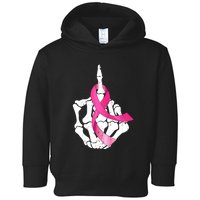 Breast Cancer Skeleton Hand Fuck Pink Funny Awareness Toddler Hoodie