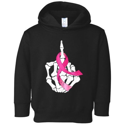 Breast Cancer Skeleton Hand Fuck Pink Funny Awareness Toddler Hoodie