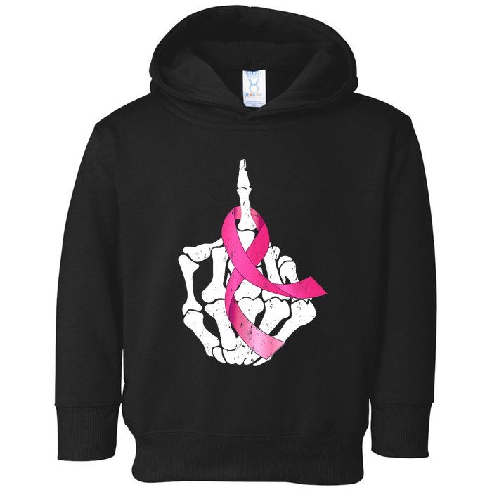 Breast Cancer Skeleton Hand Fuck Pink Funny Awareness Toddler Hoodie