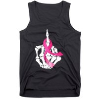 Breast Cancer Skeleton Hand Fuck Pink Funny Awareness Tank Top