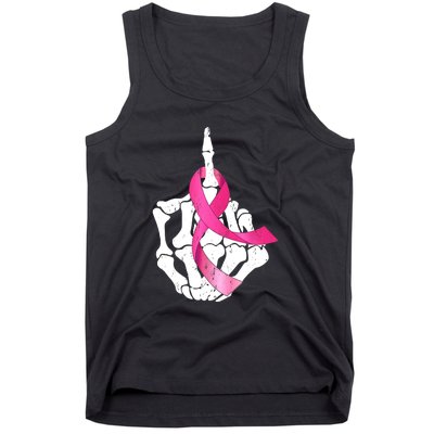 Breast Cancer Skeleton Hand Fuck Pink Funny Awareness Tank Top