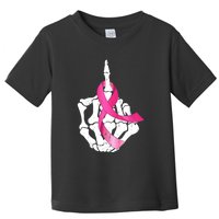 Breast Cancer Skeleton Hand Fuck Pink Funny Awareness Toddler T-Shirt