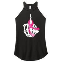 Breast Cancer Skeleton Hand Fuck Pink Funny Awareness Women's Perfect Tri Rocker Tank