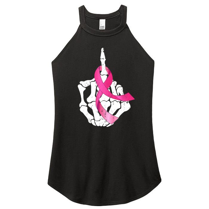 Breast Cancer Skeleton Hand Fuck Pink Funny Awareness Women's Perfect Tri Rocker Tank