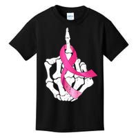 Breast Cancer Skeleton Hand Fuck Pink Funny Awareness Kids T-Shirt