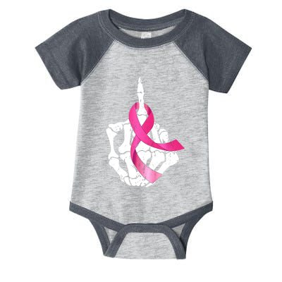 Breast Cancer Skeleton Hand Fuck Pink Funny Awareness Infant Baby Jersey Bodysuit