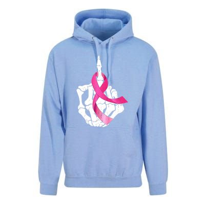 Breast Cancer Skeleton Hand Fuck Pink Funny Awareness Unisex Surf Hoodie