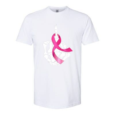 Breast Cancer Skeleton Hand Fuck Pink Funny Awareness Softstyle CVC T-Shirt