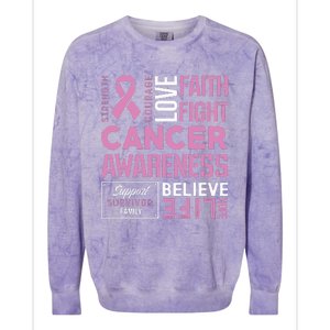 Breast Cancer Strength Courage and Faith Colorblast Crewneck Sweatshirt