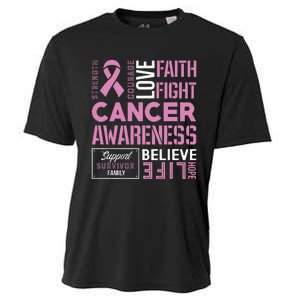 Breast Cancer Strength Courage and Faith Cooling Performance Crew T-Shirt