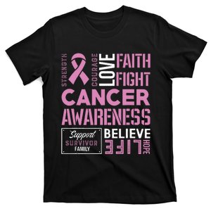 Breast Cancer Strength Courage and Faith T-Shirt