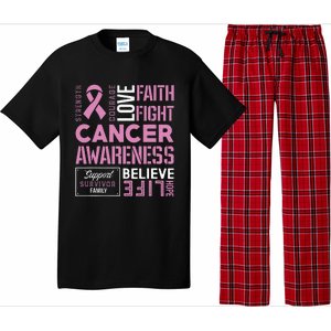 Breast Cancer Strength Courage and Faith Pajama Set