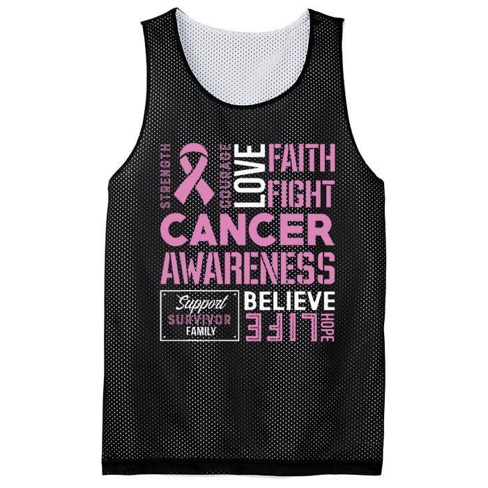 Breast Cancer Strength Courage and Faith Mesh Reversible Basketball Jersey Tank