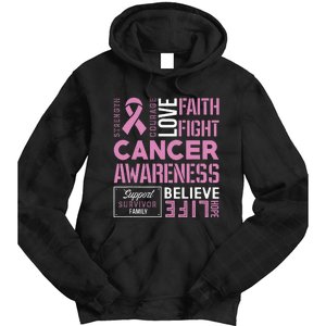 Breast Cancer Strength Courage and Faith Tie Dye Hoodie