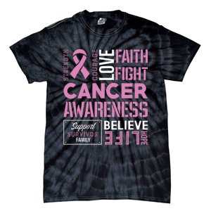 Breast Cancer Strength Courage and Faith Tie-Dye T-Shirt