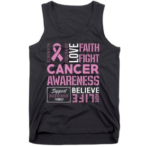 Breast Cancer Strength Courage and Faith Tank Top