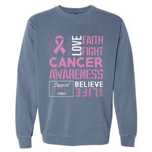 Breast Cancer Strength Courage and Faith Garment-Dyed Sweatshirt