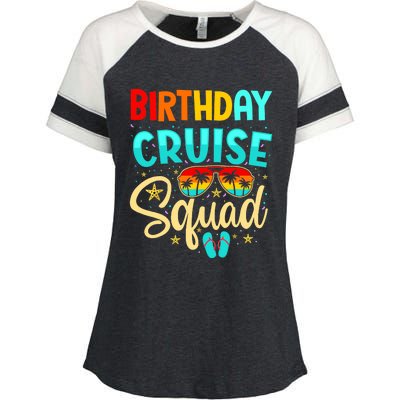 Birthday Cruise Squad Cruising Vacation Funny Crew Enza Ladies Jersey Colorblock Tee