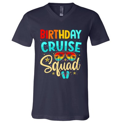 Birthday Cruise Squad Cruising Vacation Funny Crew V-Neck T-Shirt