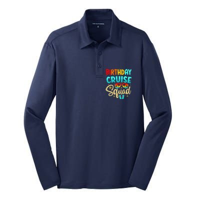 Birthday Cruise Squad Cruising Vacation Funny Crew Silk Touch Performance Long Sleeve Polo