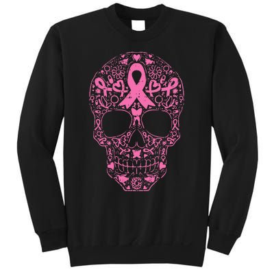 Breast Cancer Sugar Skull Pink Ribbon Calavera Sweatshirt