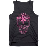 Breast Cancer Sugar Skull Pink Ribbon Calavera Tank Top