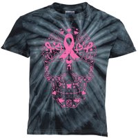 Breast Cancer Sugar Skull Pink Ribbon Calavera Kids Tie-Dye T-Shirt