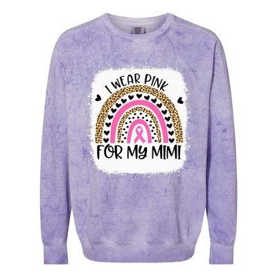 Breast Cancer Support I Wear Pink For My Mimi Rainbow Colorblast Crewneck Sweatshirt