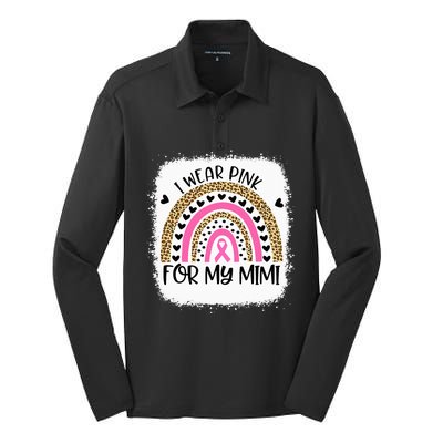 Breast Cancer Support I Wear Pink For My Mimi Rainbow Silk Touch Performance Long Sleeve Polo