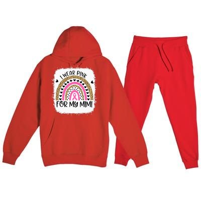 Breast Cancer Support I Wear Pink For My Mimi Rainbow Premium Hooded Sweatsuit Set