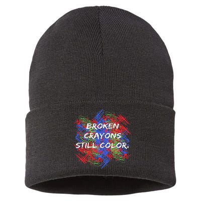 Broken Crayons Still Color Tal Health Awareness Supporter Sustainable Knit Beanie