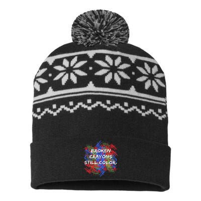 Broken Crayons Still Color Tal Health Awareness Supporter USA-Made Snowflake Beanie