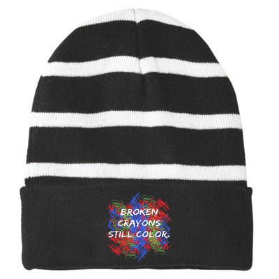 Broken Crayons Still Color Tal Health Awareness Supporter Striped Beanie with Solid Band