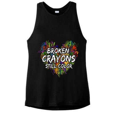 Broken Crayons Still Color Mental Health Awareness Supporter Ladies PosiCharge Tri-Blend Wicking Tank