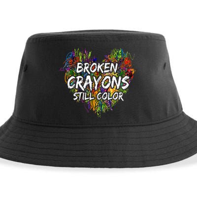 Broken Crayons Still Color Mental Health Awareness Supporter Sustainable Bucket Hat