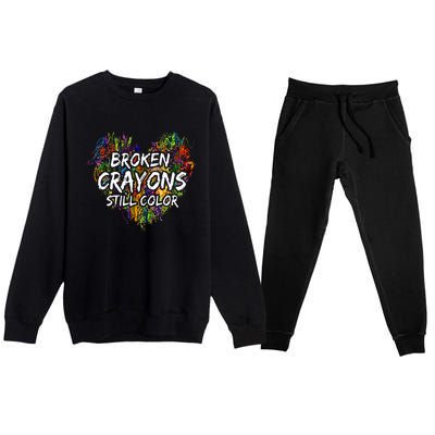 Broken Crayons Still Color Mental Health Awareness Supporter Premium Crewneck Sweatsuit Set