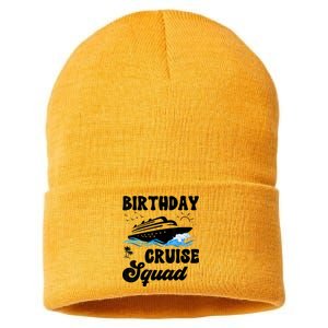 Birthday Cruise Squad Cruising Vacation Funny Birthday Sustainable Knit Beanie