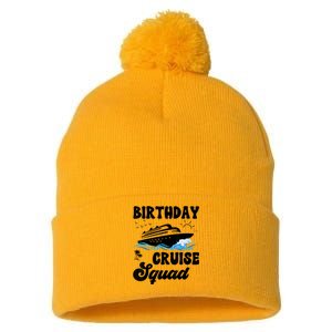 Birthday Cruise Squad Cruising Vacation Funny Birthday Pom Pom 12in Knit Beanie