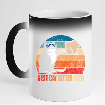 Best Cat Sitter Ever Funny Fist Bump Gift 11oz Black Color Changing Mug