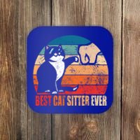 Best Cat Sitter Ever Funny Fist Bump Gift Coaster