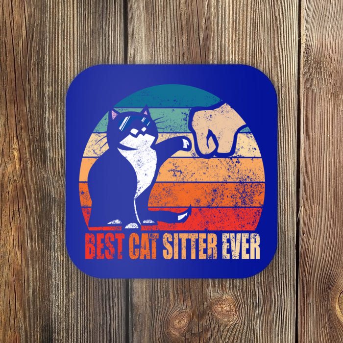 Best Cat Sitter Ever Funny Fist Bump Gift Coaster