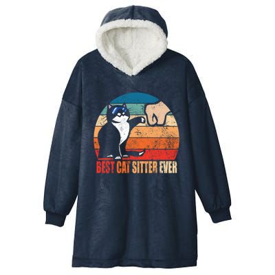 Best Cat Sitter Ever Funny Fist Bump Gift Hooded Wearable Blanket