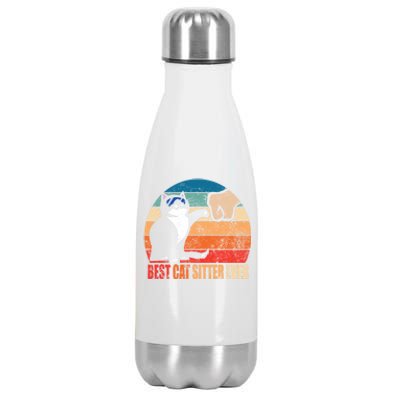 Best Cat Sitter Ever Funny Fist Bump Gift Stainless Steel Insulated Water Bottle