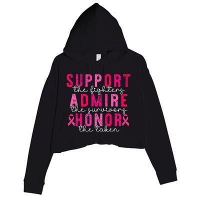 Breast Cancer Support Admire Honor Breast Cancer Awareness Crop Fleece Hoodie